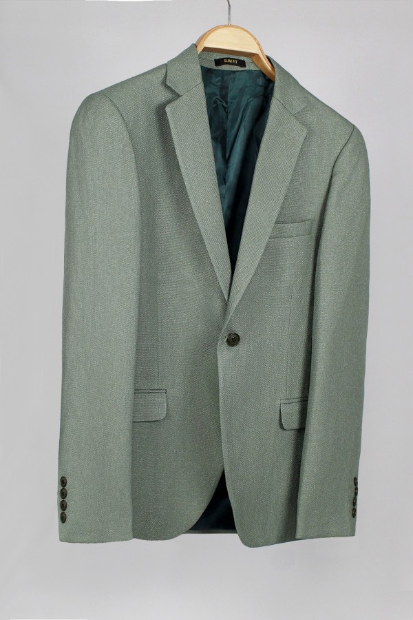 Man’s  green blazer with textured weave mixed wool