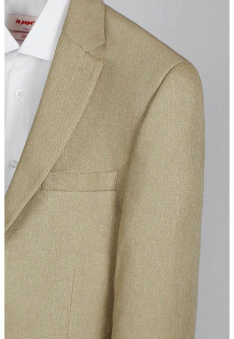  Ανδρικό camel σακάκι με σχέδιο ύφανσης mixed wool