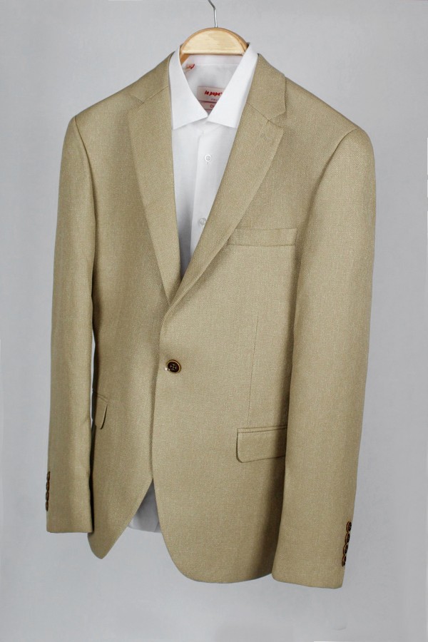 Man’s camel blazer with textured weave mixed wool