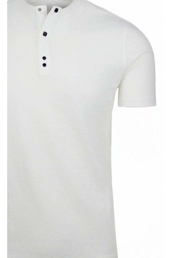 Man's white t-shirt with buttons 