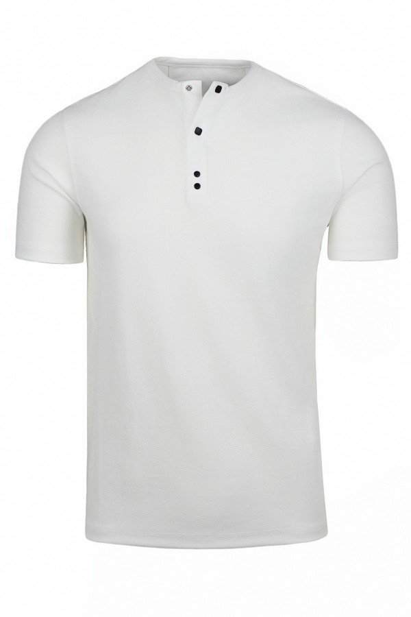 Man's white t-shirt with buttons 