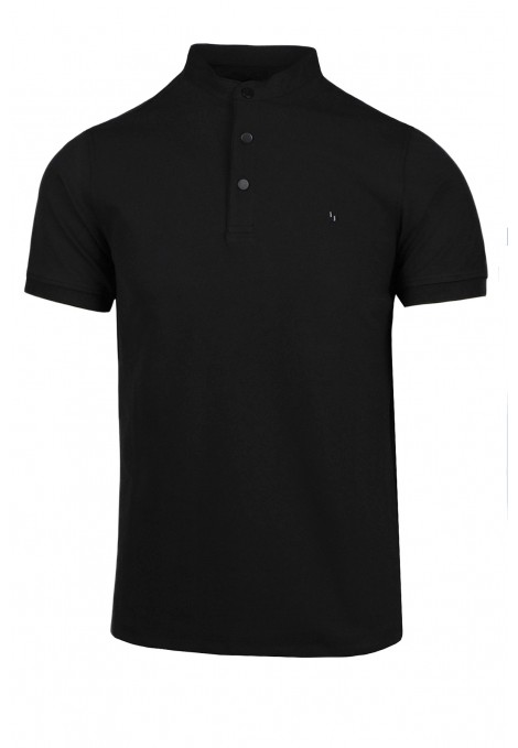 Ανδρική μαύρη μπλούζα με κουμπάκια