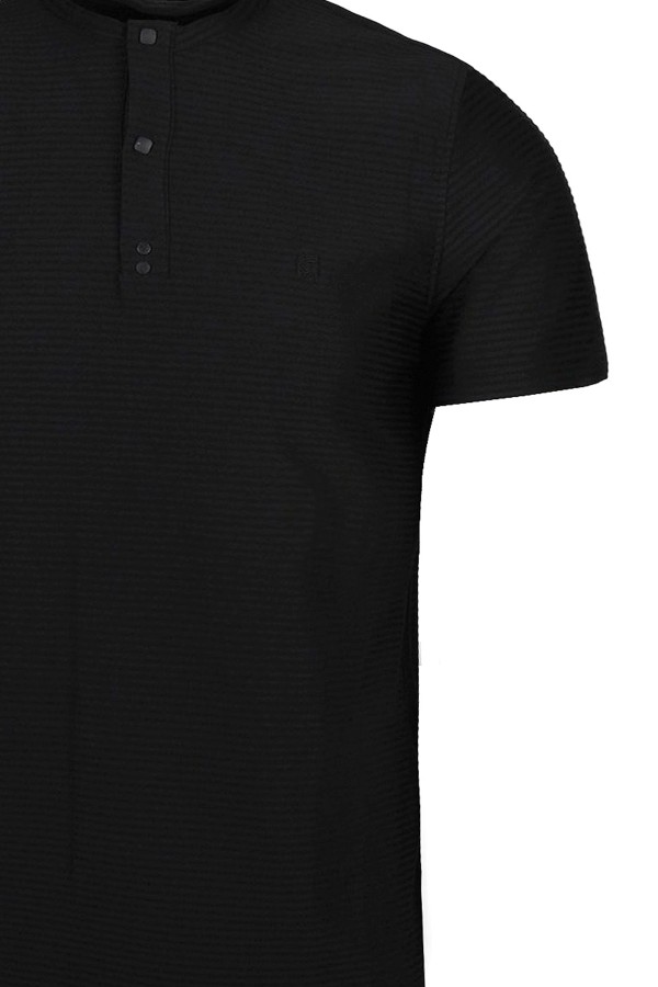 Man's black t-shirt with buttons