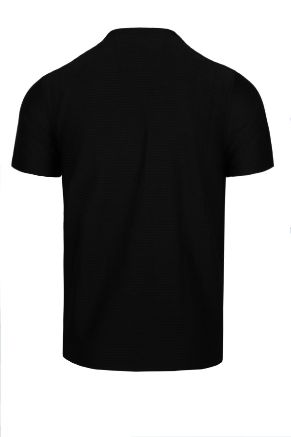 Man's black t-shirt with buttons