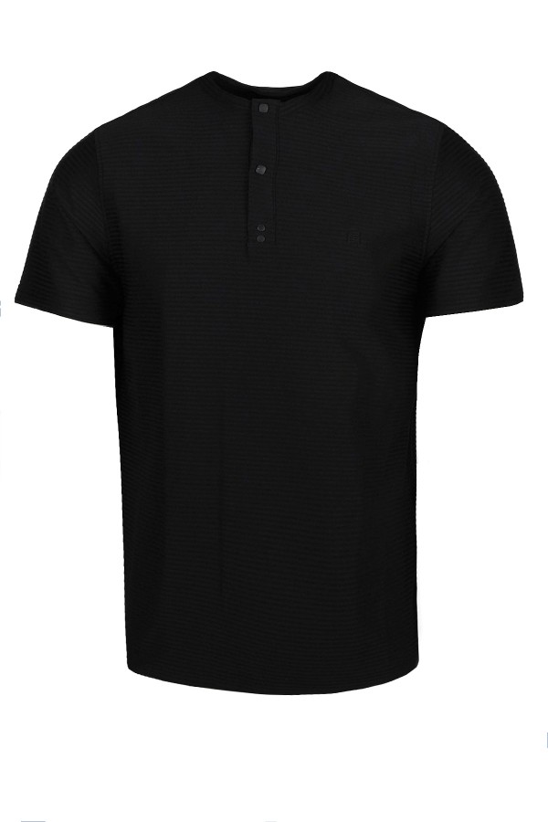 Man's black t-shirt with buttons