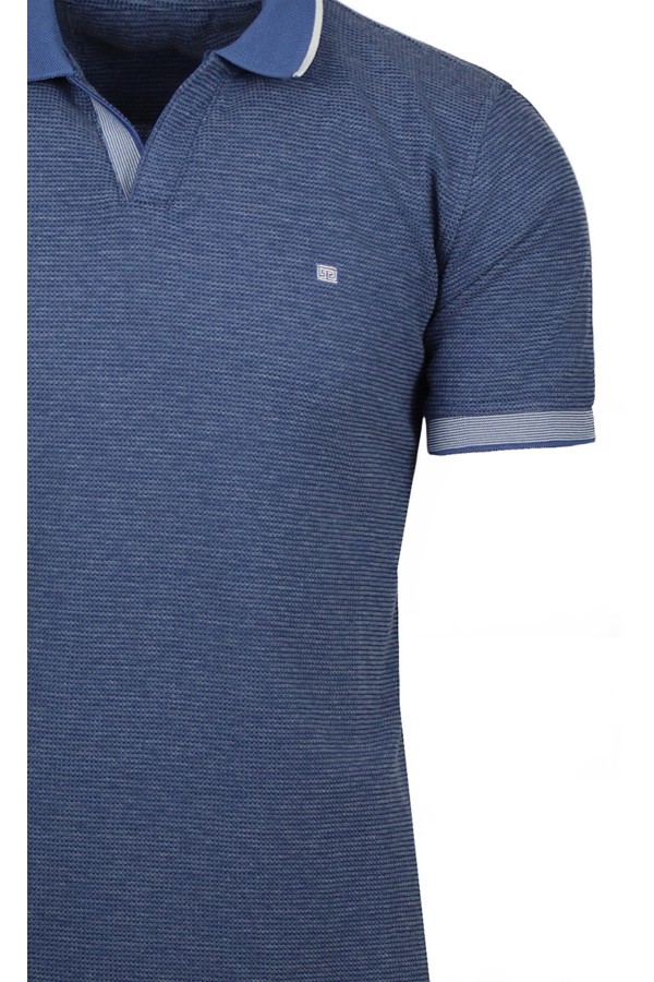 Man’s blue t-shirt polo