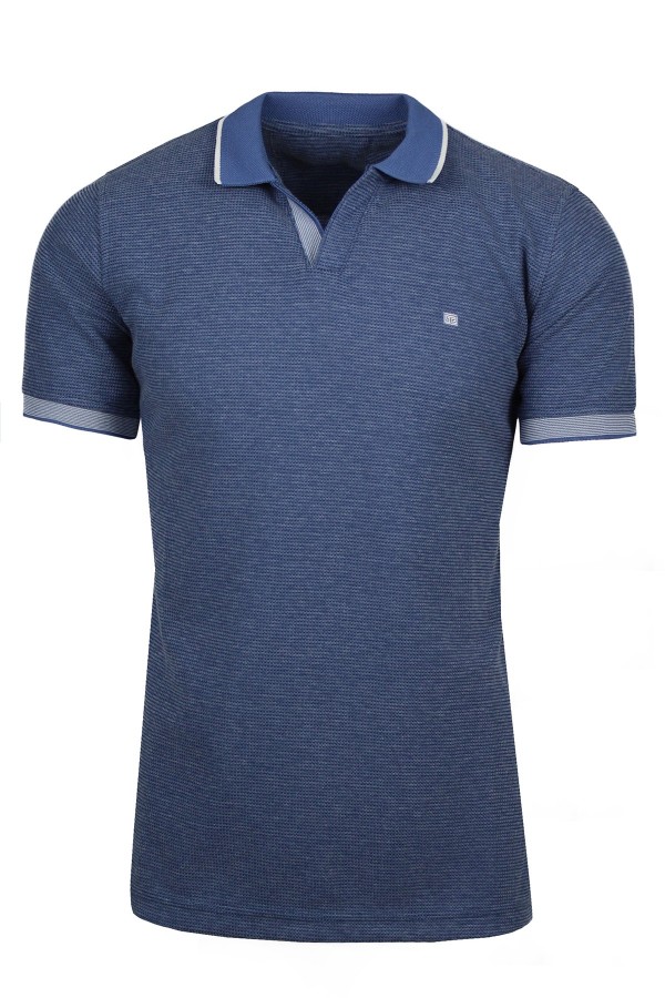 Man’s blue t-shirt polo