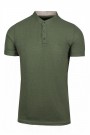 Man's khaki t-shirt with stand up collar