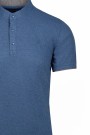 Man's blue t-shirt with stand up collar