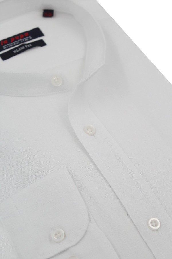 Man's white shirt mao