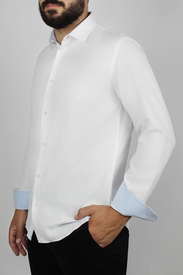 Man’s white shirt with textured weave 