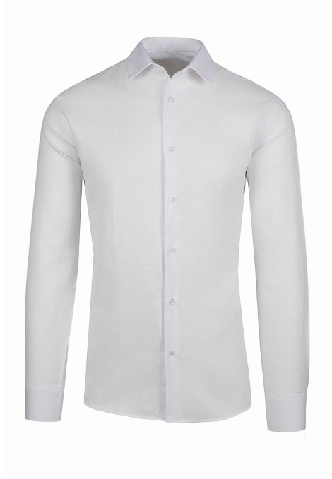 Man’s white shirt with textured weave mixed wool      