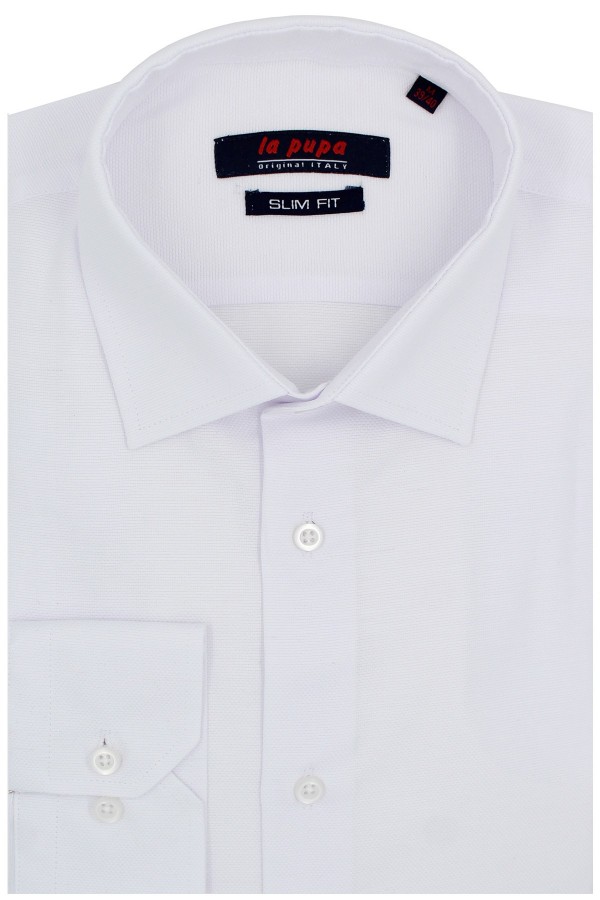 Man’s white shirt with textured weave mixed wool      