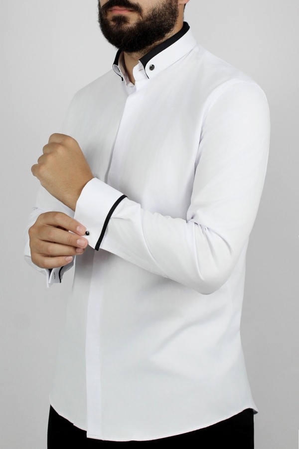 Man’s white wedding shirt