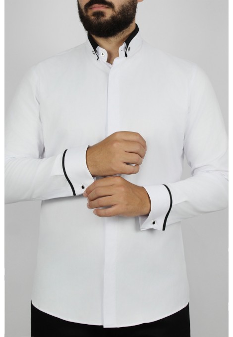 Man’s white wedding shirt