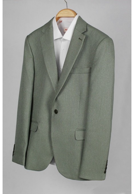  Ανδρικό πράσινο σακάκι με σχέδιο ύφανσης mixed wool