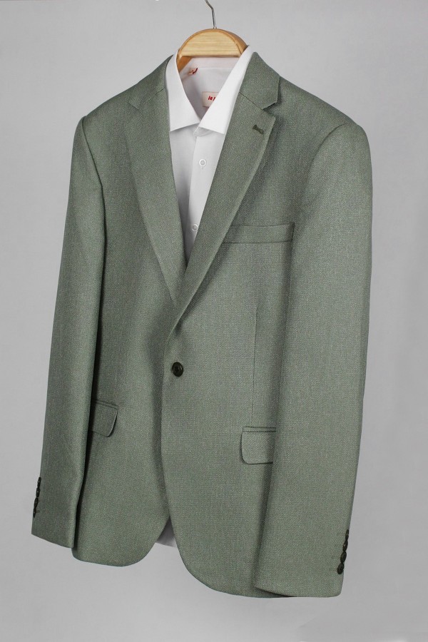  Man’s green blazer with textured weave 