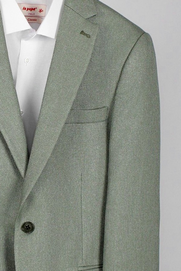  Man’s green blazer with textured weave mixed wool