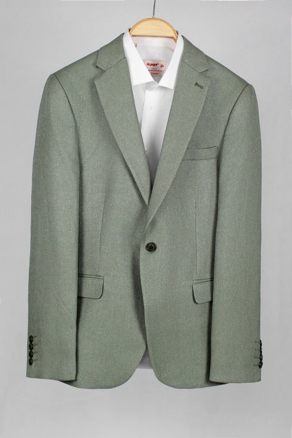  Man’s green blazer with textured weave mixed wool