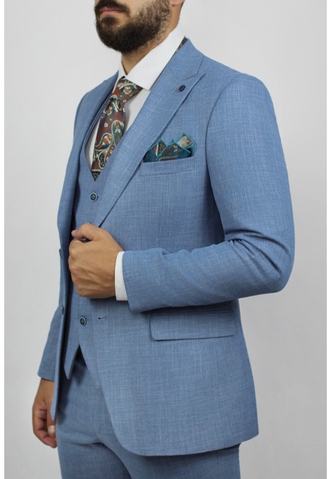Ανδρικό γαλάζιο κοστούμι mixed wool