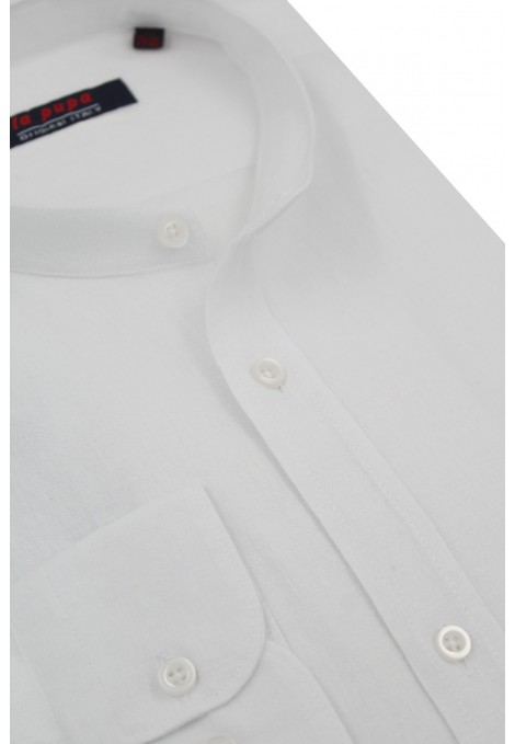 Ανδρικό λευκό  πουκάμισο λινό μάο