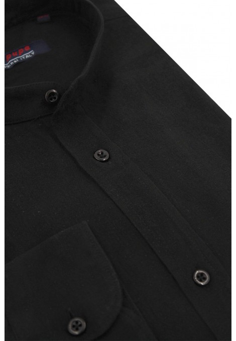 Man's black linen shirt mao
