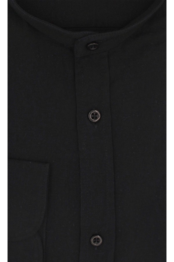 Man's black linen shirt mao