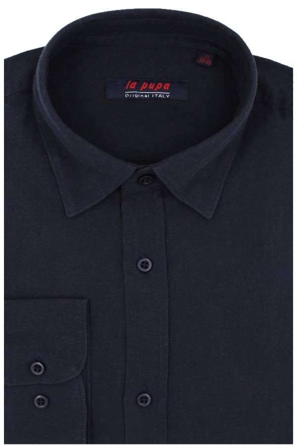  Man's dark blue linen shirt