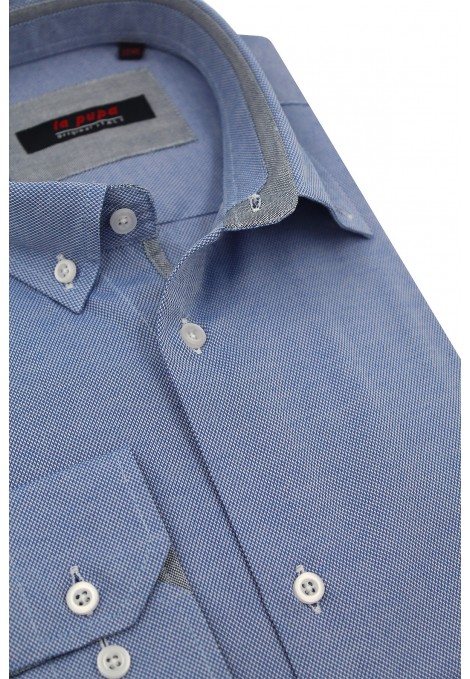 Ανδρικό γαλάζιο πουκάμισο με σχέδιο ύφανσης 