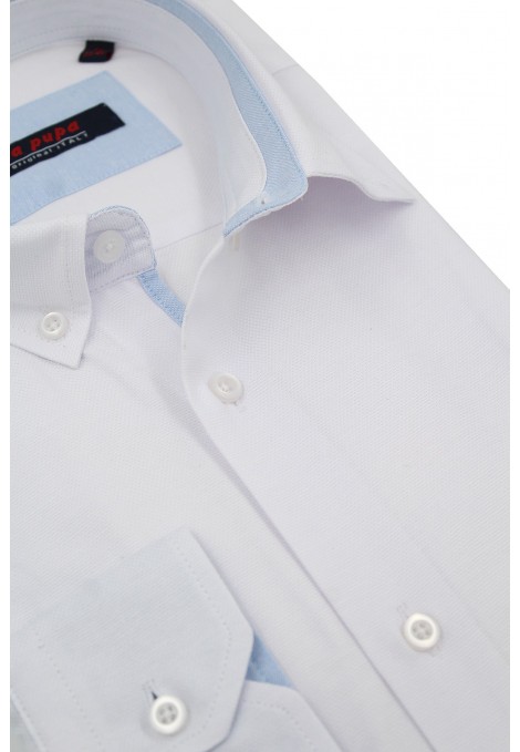Ανδρικό λευκό πουκάμισο με σχέδιο ύφανσης 