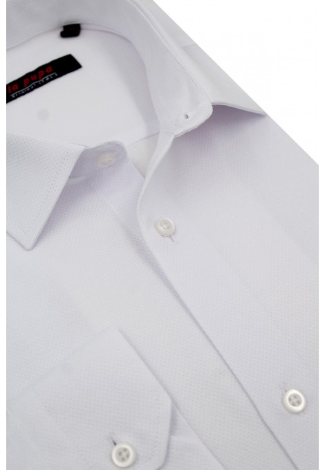 Ανδρικό  λευκό πουκάμισο με σχέδιο ύφανσης 
