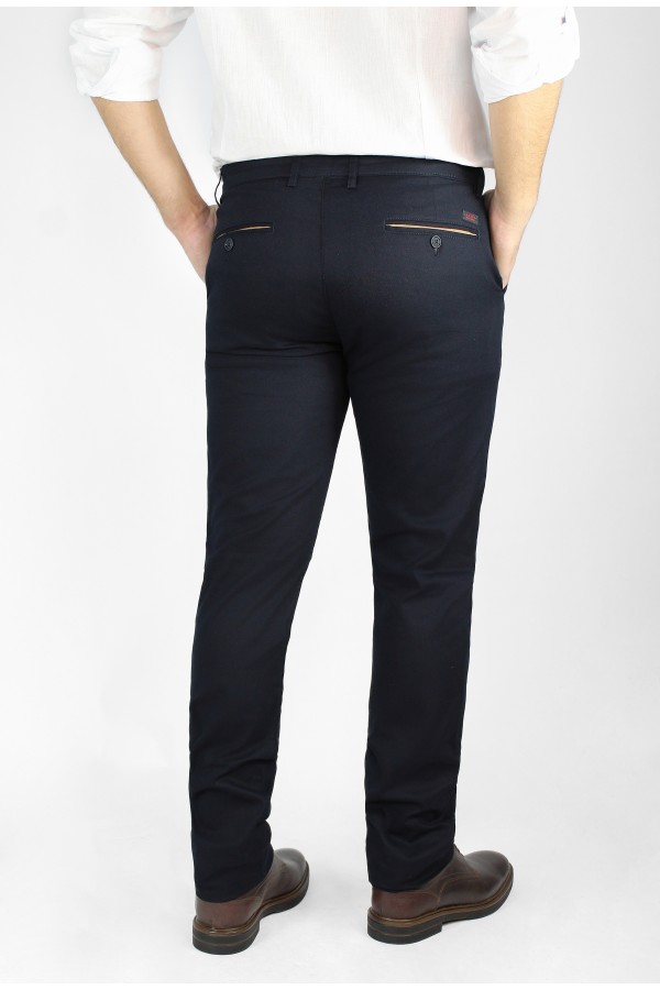 Man's dark blue pants slim fit         