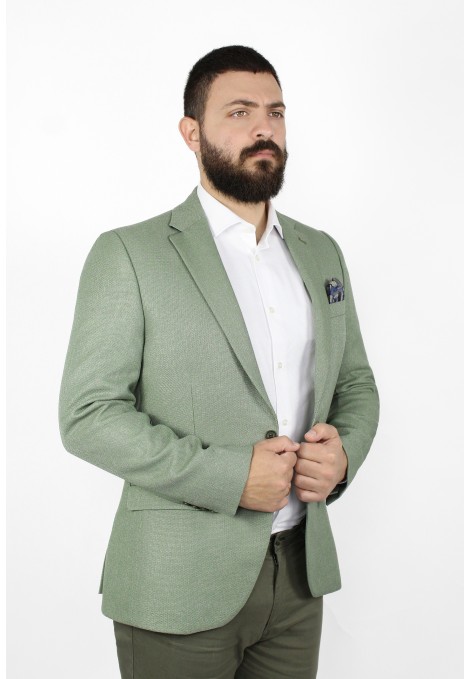  Man’s green blazer with textured weave mixed wool