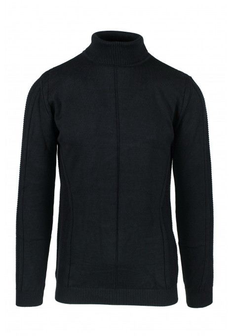 Man's black turtleneck t-shirt