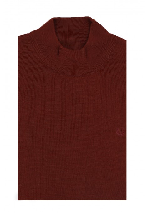 Man's dark red turtleneck t-shirt