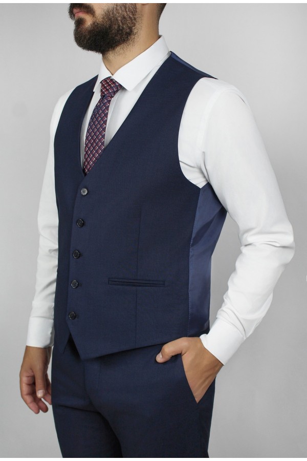 Man's dark blue vest mixed wool