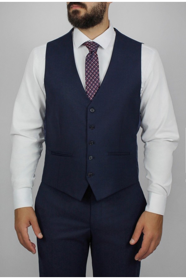 Man's dark blue vest mixed wool