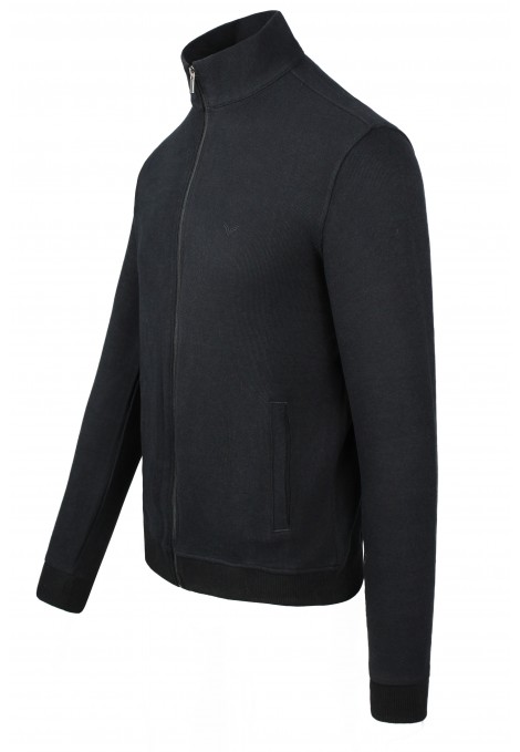 Man's black sweatshirt cardigan