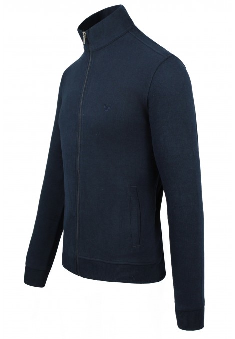 Man's dark blue sweatshirt cardigan