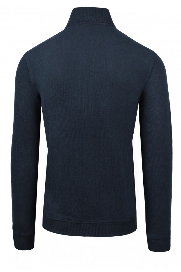 Man's dark blue sweatshirt cardigan