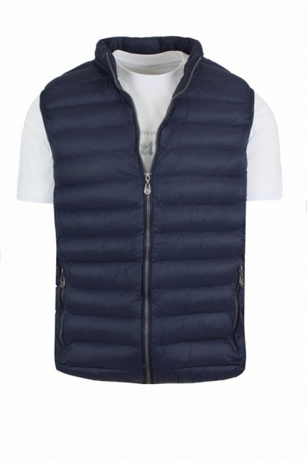 Man's dark blue sleeveless jacket