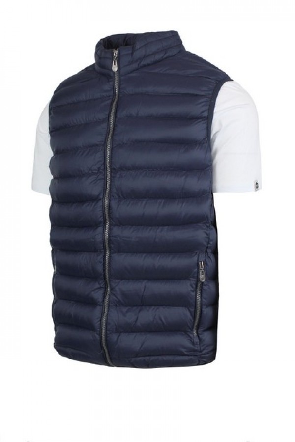 Man's dark blue sleeveless jacket