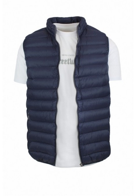 Man's dark blue sleeveless jacket