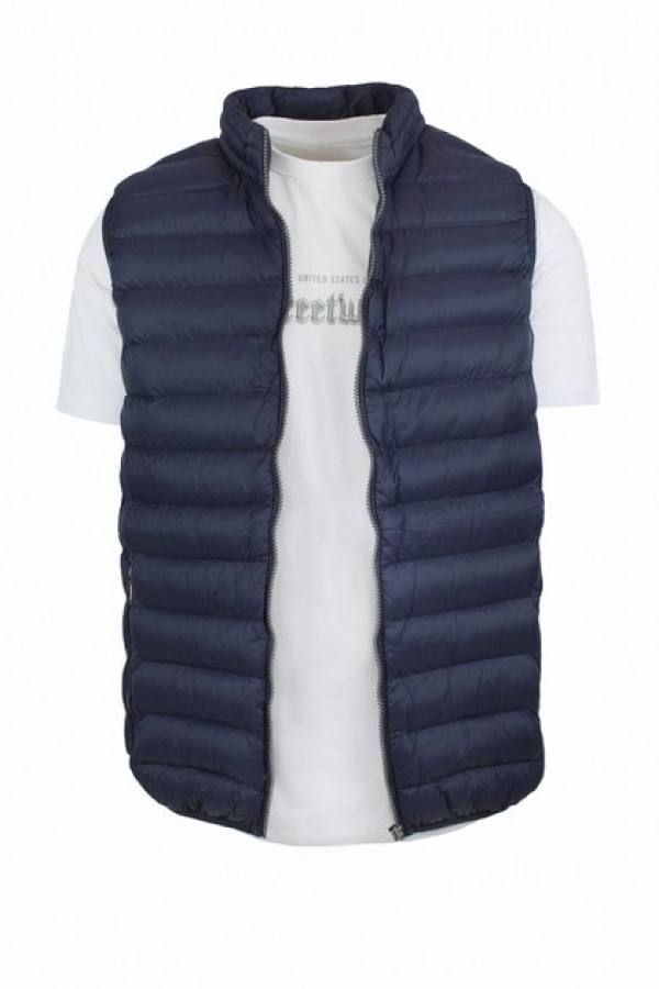 Man's dark blue sleeveless jacket