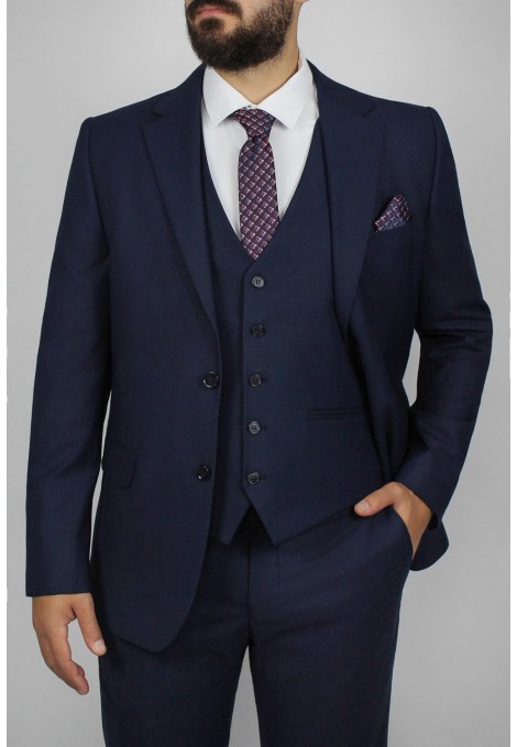  Man's blue suit with texture weave