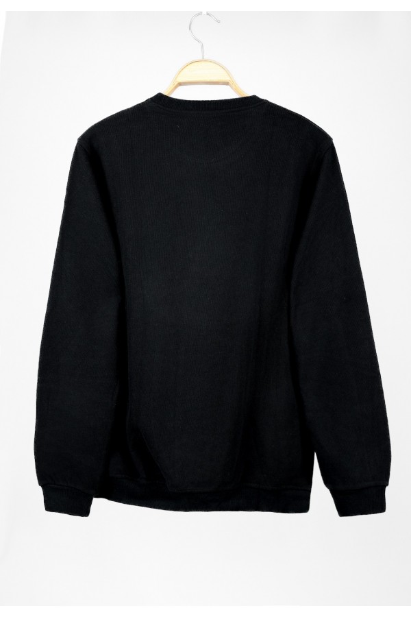 Man’s black long sleeve sweater