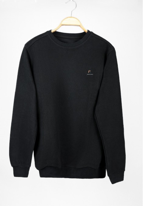 Man’s black long sleeve sweater