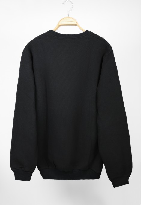 Man’s black long sleeve sweater