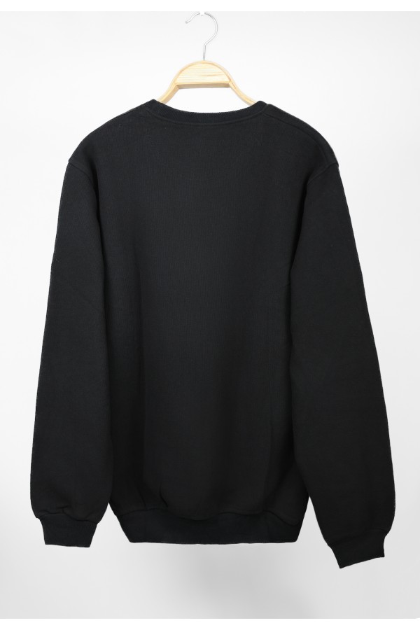 Man’s black long sleeve sweater