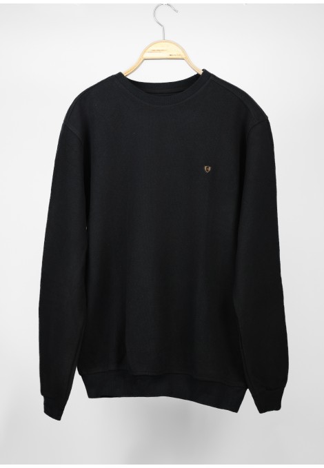 Man’s black long sleeve sweater